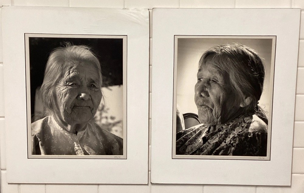 Vtg Apache Native American Elder Women Portraits Camp Verde Arizona 16×20 Blk&Wh