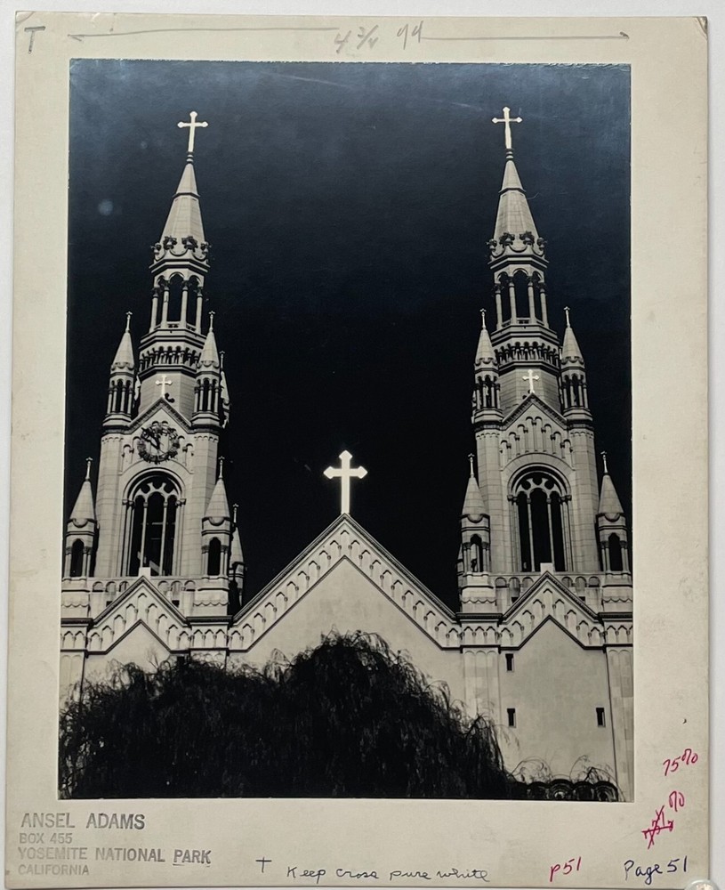 Original ANSEL ADAMS ‘Spires of St. Peter and Paul Church, San Francisco’ PHOTO