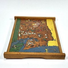 VTG Hand-Painted 1950’s Washington State Map Wood Wall Art / Serving Tray