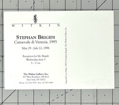 Stephan Brigidi (b. 1951) Art Announcement Card 1996 – Carnevale di Venezia 1995