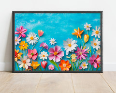 Colorful Floral Wall Art, Rainbow Flower Print, Spring Garden Painting Botanical