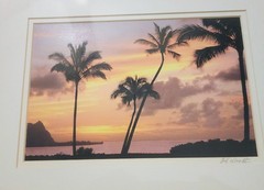 Vintage Signed Print 11×14 frame-Photo Sunset in Kauai Hawaii 10 x 7 3/4 print