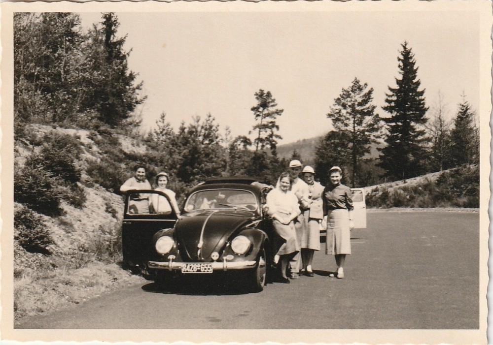 Vintage Photo Young People with VW Beetle Ovali Car Vintage Passenger Car