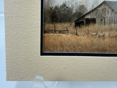 Gamow signed Old Farm Barn in Fenced Field Pasture Photography Art 5″ x 7″ Mated