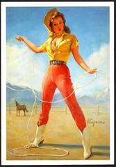 1990’s Vint. Original 4 3/8″ x 6 1/4″ color mutoscope of pinup female by Elvgren