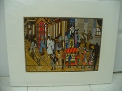 MATTED PHOTOGRAPHY African Marketplace Painting Print Acid Free Drawing 16×20