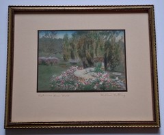 PETUNIAS RUN WILD Wallace Nutting Hand-tinted Photograph BRILLIANT Unfaded Color