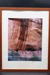 Framed Signed David Pettit 8/02 Photograph Keet Seel Puebloan Cliff Dwelling AZ