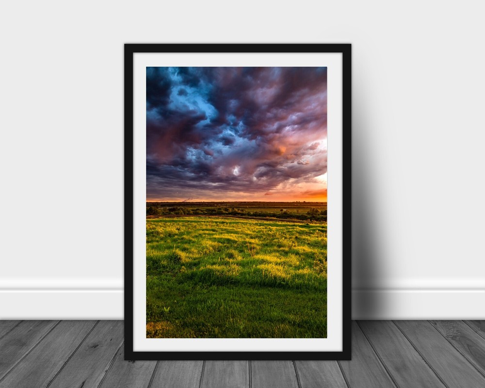 Storm photography print colorful sunset wall art photo Iowa landscape picture
