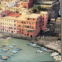 Dennis Barloga Vernazza Harbor Cinque Terre, Italy Giclee Print 12” x 14” Wood