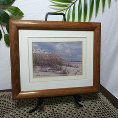 Signed 1988 Beach Photography Framed Vintage Coastal Dunes Oceanfront 9.5×11.5