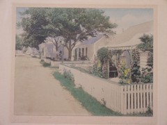 7″x9″ Colored Photo of SCONSET COTTAGES, NANTUCKET, MA by H. MARSHALL GARDINER.