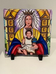Virgin of Coromoto Fine Rock Slate 7.5 x 7.5, Patroness of Venezuela