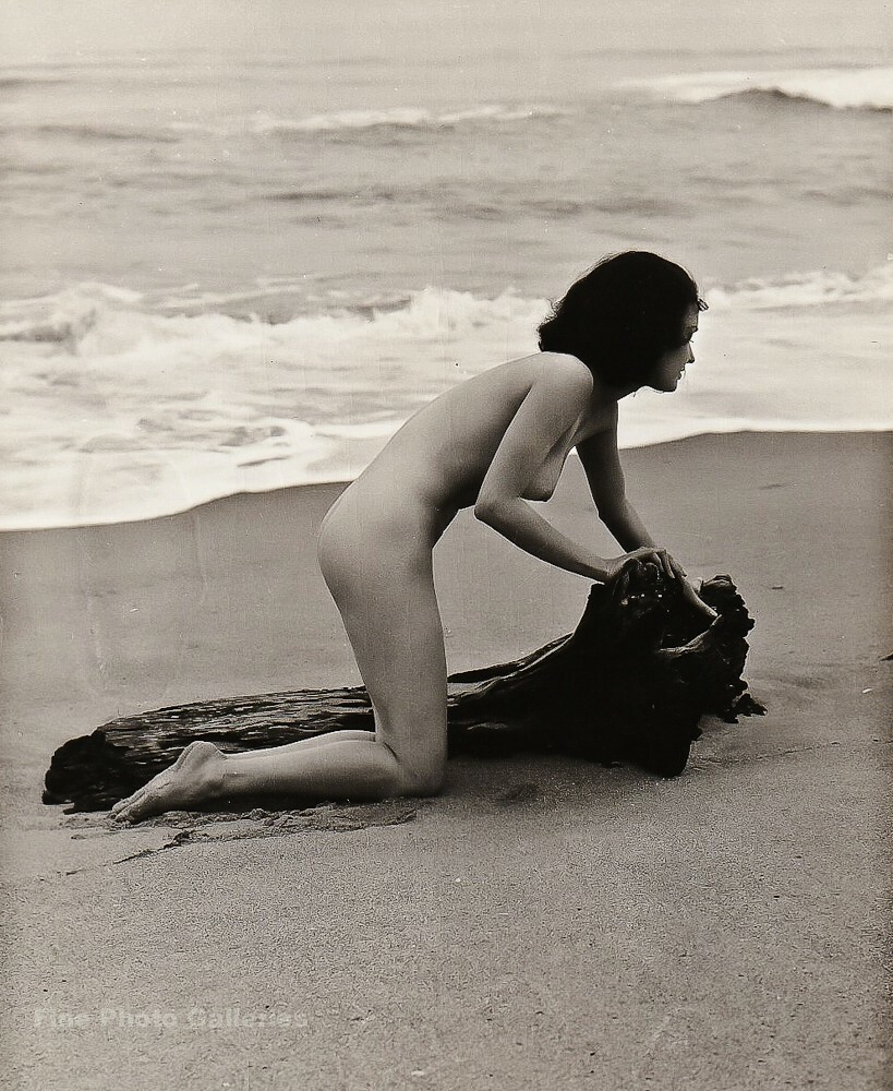 1927 Original EDWIN BOWER HESSER Female Nude Beach Art Deco Silver Gelatin Photo