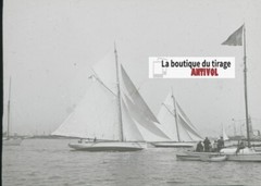 Yokohama, Japan, Boats, Photo Glass Plate, Black & White, Positive 8.5×10 Cm