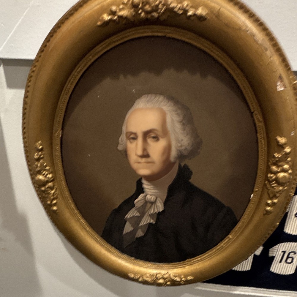 George Washington Painted Photo Original Papier-Mâché Frame. Not A Print.