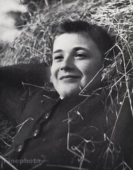 1960 Vintage CUTE FRENCH BOY Straw Hay Portrait Male 8×10 Photo Art JOS LE DOARE