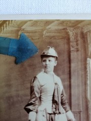 CDV Amazon with riding helmet and whip + riding costume Blankenburg approx. 1890 17×10.5 cm