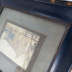 Stone Farmhouse Wall Art Vintage Framed Photograph Antique Frame Black Gold Farm