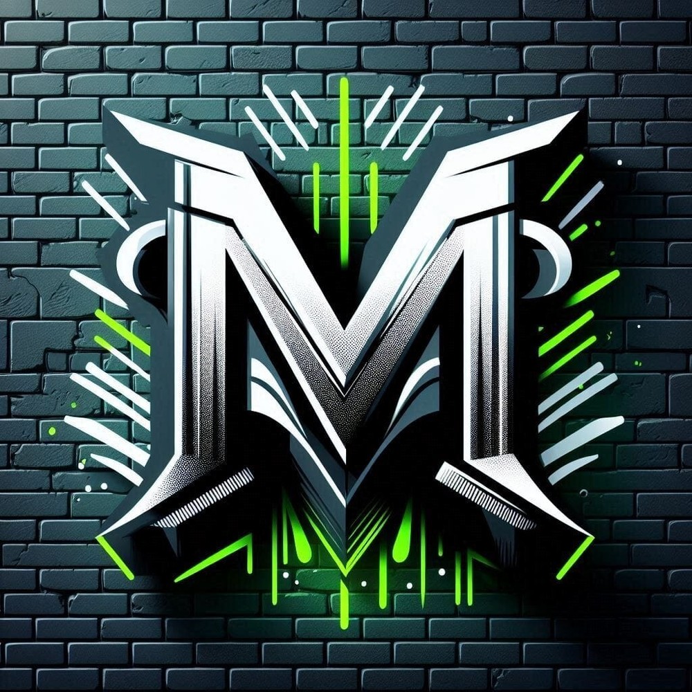 Bright graffiti ‘M’ Digital Image – street art, typography, contemporary design