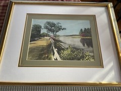 SIGNED SAWYER AMONOOSUC RIVER LITTLETON HAND TINTED PHOTOGRAPH FRAMED
