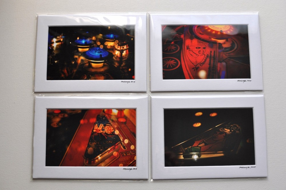 Set of 4 Matted Prints Vintage Pinball Photos Machines Retro EAO 5×7