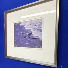 Framed Matted Wildlife Photography Birds on Shore Color Landscape Photograph