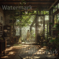 Digital Image Picture Photo Wallpaper Printable Art AI Calm Tranquil Sunlit Room