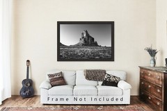 Black and White Shiprock Photo Print | New Mexico Wall Art | Southwestern Pictur