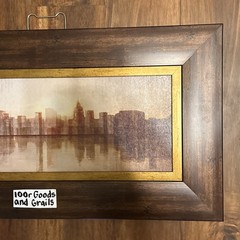 Framed Skyline Cityscape Print Wood Frame Wall Art 27×15 Patton Amani