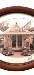 Pro Framed Photo Ocean Grove NJ Signed Oval Domed Glass Beach Tent City Flag