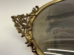 Antique Portrait Curved / Concave / Bubble Glass Metal Frame Early 1900’s Photo