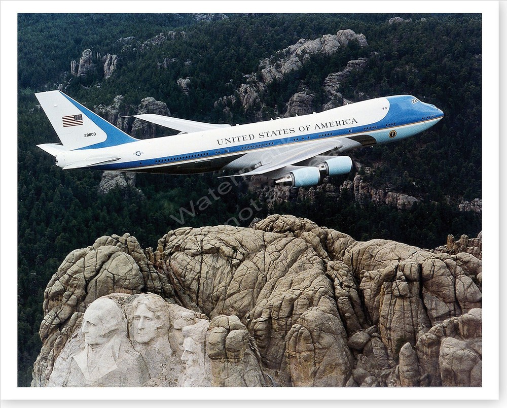 Air Force One Over Mount Rushmore 2001 George W. Bush Silver Halide Photo
