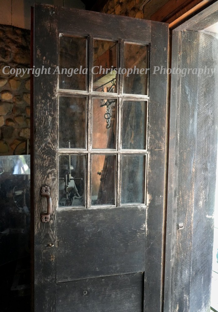 Original ACEO 2.5×3.5 inch photo fine art print BLACKSMITH SHOP DOOR brown wood
