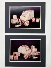 Vintage Amateur Color PHOTO ART – Wooden Toy Block Car Still Life – Matte Board