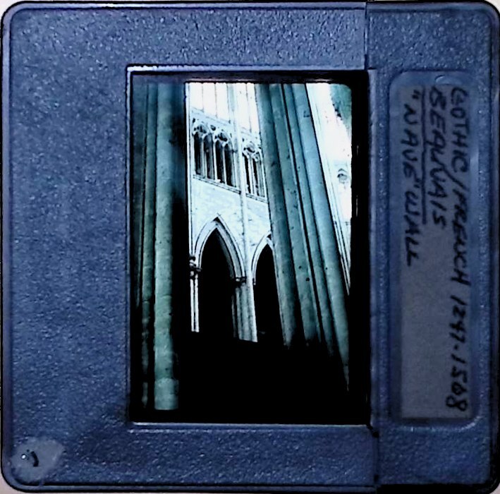 Vintage Art History Slide Photo Gothic architecture cathedral columns nave wall