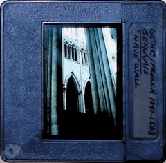 Vintage Art History Slide Photo Gothic architecture cathedral columns nave wall