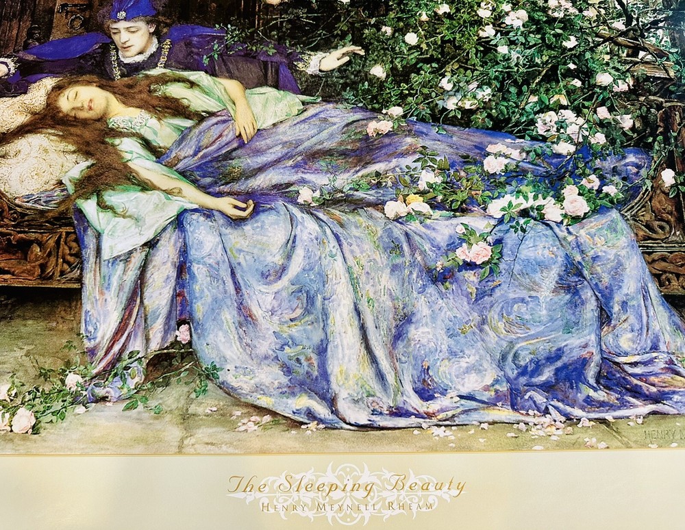 RARE HENRY MEYNELL RHEAM THE SLEEPING BEAUTY HEAVY CARDSTOCK PRINT LITHOGRAPH