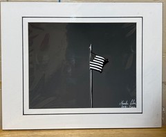 American Flag black & white photograph signed matted 11 x 14 inch