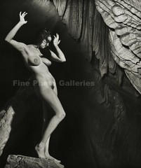 1950s Original ANDRE DE DIENES Female Nude Woman Rock Cave Vintage Silver Photo