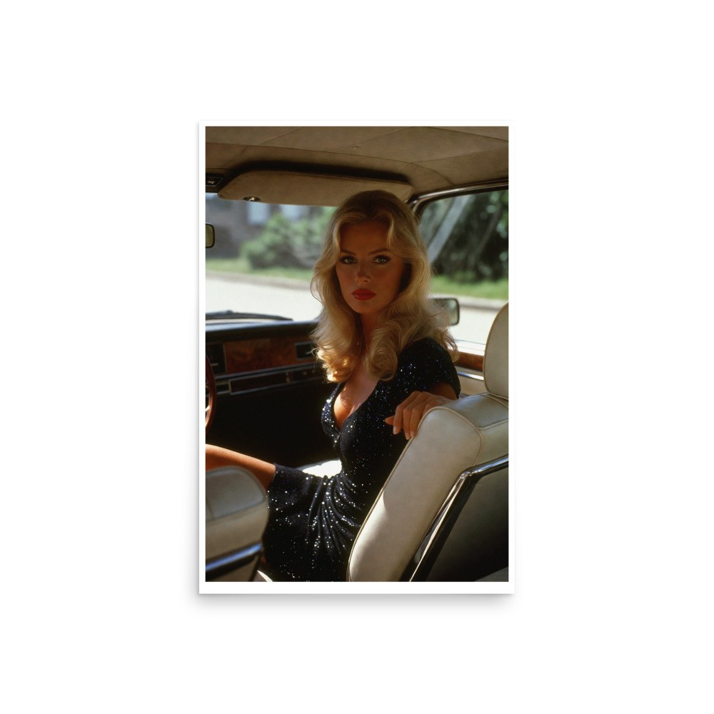 Vintage Style 70s Women in Classic Car Photo Print