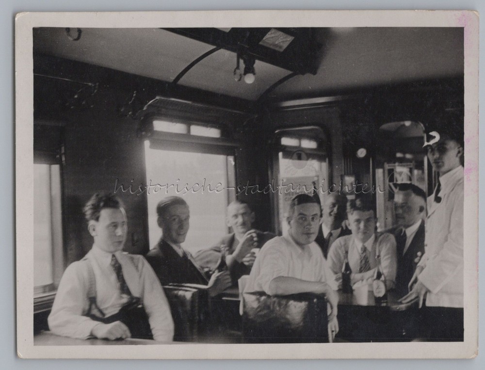 Train Ride to Gdansk Gdańsk in Dining Car 1934 – Train Travel – Old Photo 1930s