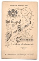 Photograph Ed. von Spoenla, Cöthen, Leopoldstraße 9, portrait of a man with S