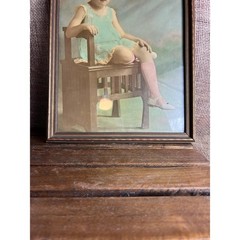 Hand-Tinted Child Portrait Photo – 1920s Framed –Pastel Tinting, Wood Frame