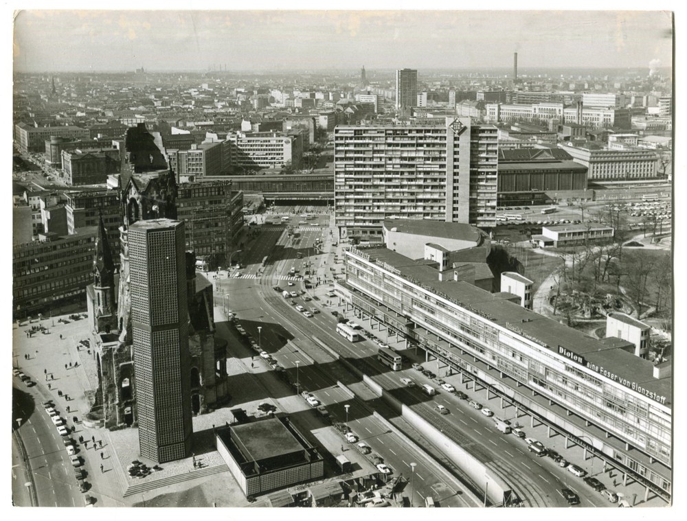 Old Photo Berlin Memorial Church & Station Zoo, 18x24cm