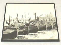 Cindi Schick Venice Gondolas Black & White Print Mounted & Wood Framed