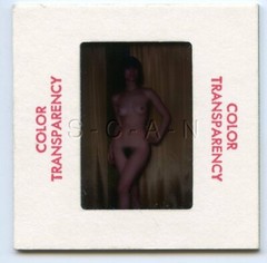 Org Nude Camera Club 60s 35mm Slide Negative- Skinny Endowed Woman- Brunette #1