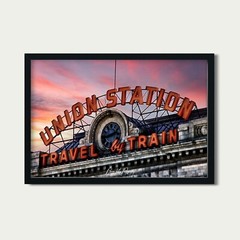 Denver Union Station Travel by Train Framed Photograph Canvas Wall Art Print