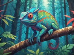 Stunning Neon Chameleon Digital Wallpaper