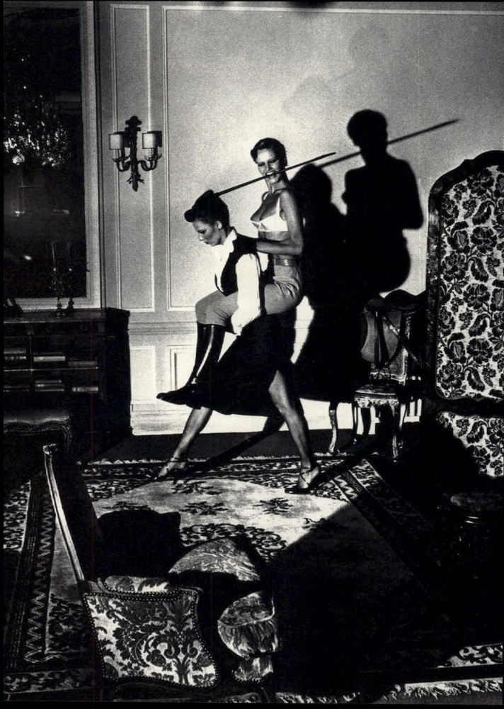 1978 Original Helmut Newton Female Models Horseback Ride Gear Art Photo Gravure